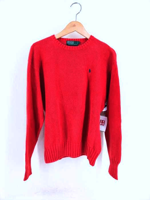 Polo by RALPH LAUREN（ポロバイラルフローレン） 90s ポニー刺繍 クルーネックコットンニット レディース トップス