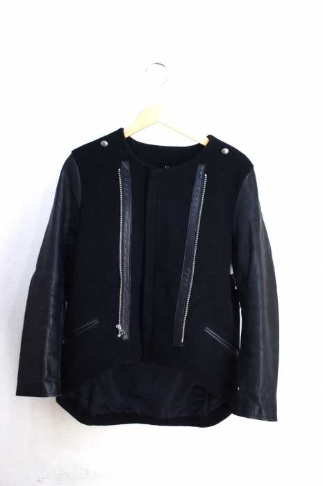 BLACK MEANS（ブラックミーンズ） レザー切替ノーカラージャケット メンズ アウター