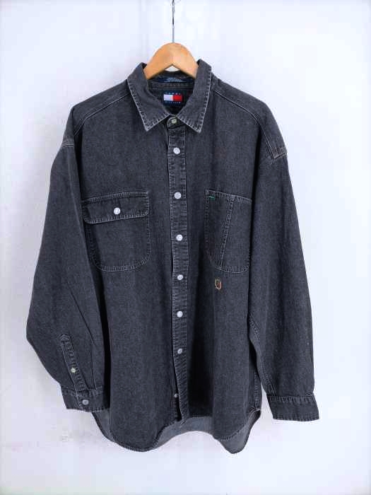 TOMMY HILFIGER（トミーヒルフィガー） 90S 刺繍ブラックデニムシャツ メンズ トップス