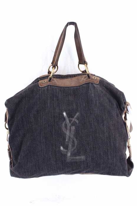 Yves Saint Laurent （イヴサンローラン） ブラックデニム切替ハンドバッグ メンズ バッグ