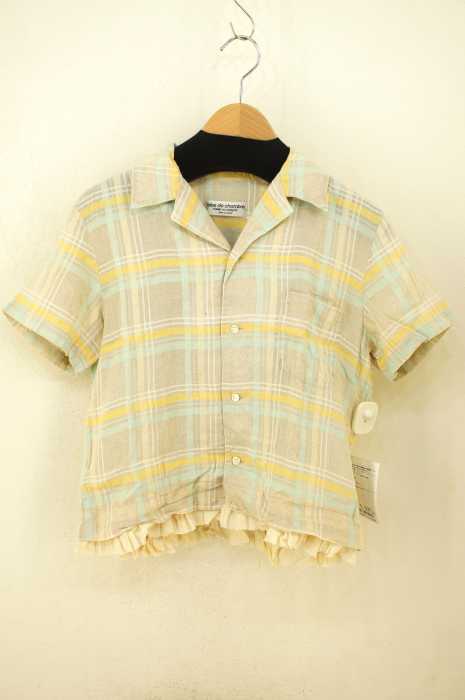 robe de chambre COMME des GARCONS （ローブドシャンブルコムデギャルソン） AD1999 裾フリルチェック柄オープンカラーシャツ レディース トップス