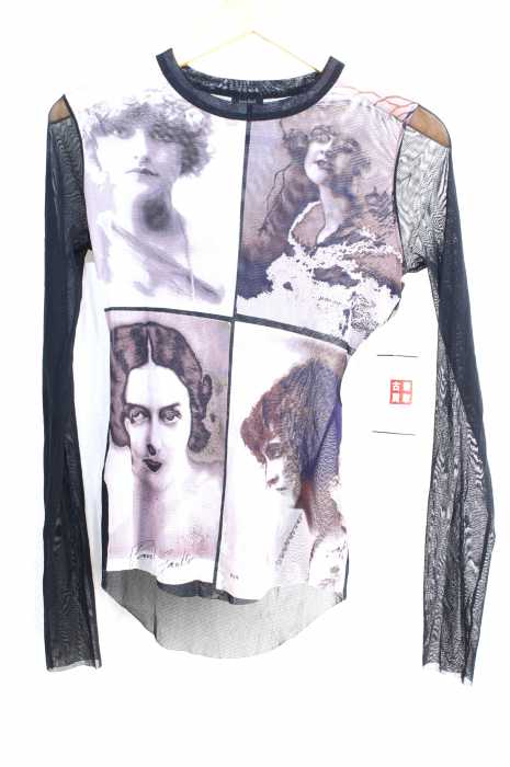 Jean Paul GAULTIER FEMME（ジャンポールゴルチエフェム） フロントプリントパワーネットカットソー レディース トップス