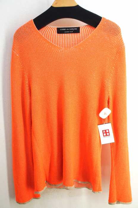 COMME des GARCONS HOMME PLUS (コムデギャルソンオムプリュス) AD2001 02SS 蛍光期 リネン混 ハイゲージVネックニット メンズ トップス