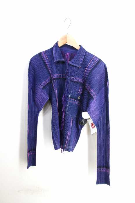 PLEATS PLEASE ISSEY MIYAKE(プリーツプリーズイッセイミヤケ) 転写フリンジジャケット レディース アウター