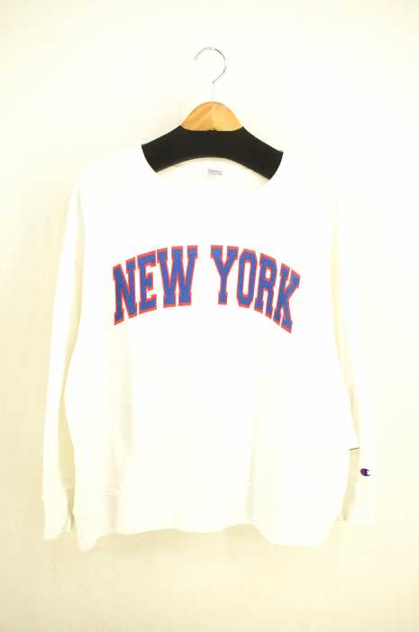 Champion （チャンピオン） NEW YORK染み込みプリントワイドシルエットスウェット レディース トップス