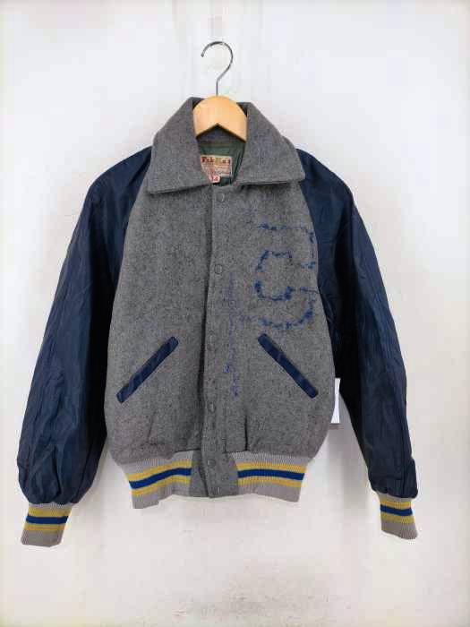 USED古着（ユーズドフルギ） 60s FAB KNIT アームレザー切替スタジャン メンズ アウター