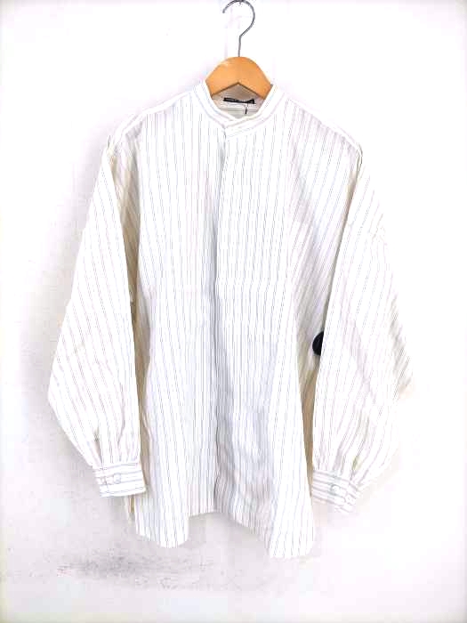 ISSEY MIYAKE MEN(イッセイミヤケメン) バンドカラー比翼ストライプシャツ メンズ トップス