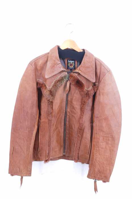 Schott (ショット) ファー切替馬革シングルライダースジャケット メンズ アウター