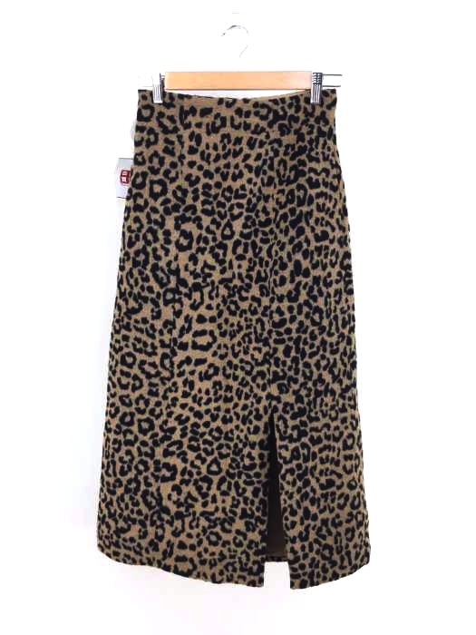 moussy（マウジー） LEOPARD LONG SKIRT ウール混レオパードスカート レディース スカート