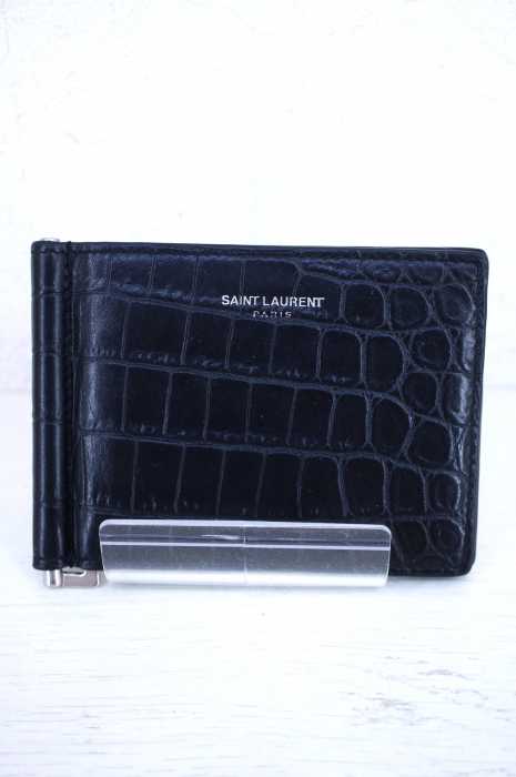SAINT LAURENT PARIS （サンローランパリ） クロコダイルエンボスレザービルクリップウォレット メンズ 財布・ケース