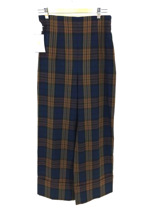 ZARA WOMAN(ザラ ウーマン) サイドジップチェックワイドパンツ レディース パンツ