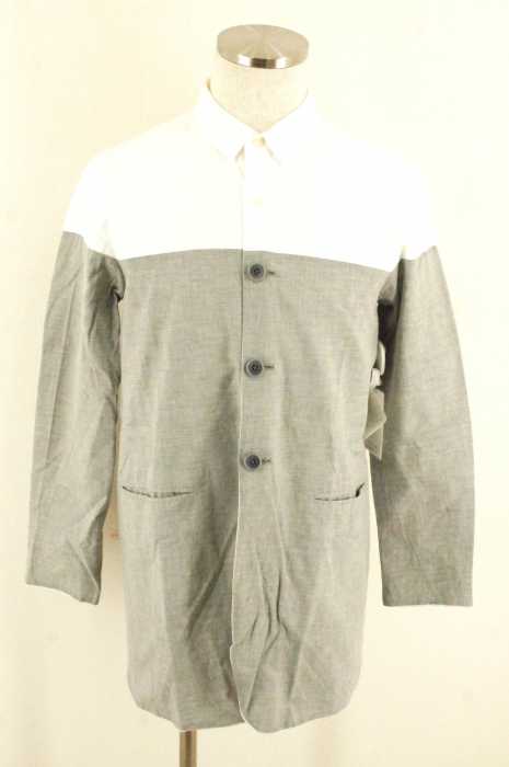 ETHOSENS (エトセンス) 13SS シルク混バイカラーロングシャツジャケット メンズ アウター