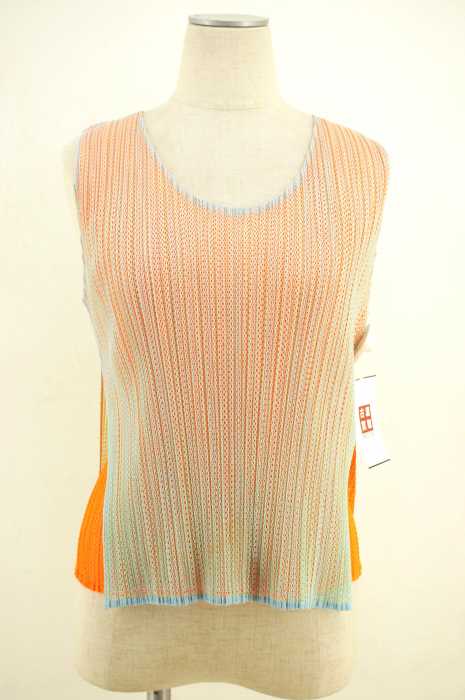 PLEATS PLEASE ISSEY MIYAKE (プリーツプリーズイッセイミヤケ) プリーツ加工メッシュレイヤードタンクトップ レディース トップス