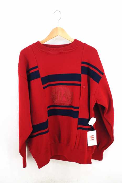 hardy amies  （ハーディエミス） 90s 再構築デザイン ロゴ刺繍オーバーサイズニット メンズ トップス
