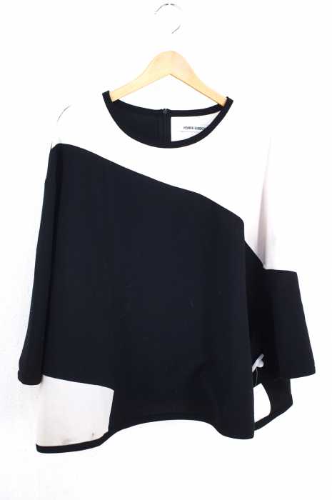 Henrik Vibskov （ヘンリックヴィブスコブ） 18AW バイカラー ワイドシルエットドレープブラウス レディース トップス