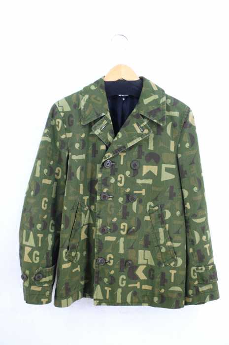 BLACK COMME des GARCONS （ブラックコムデギャルソン） AD2014 製品洗い加工カモ柄ショートPコート メンズ アウター