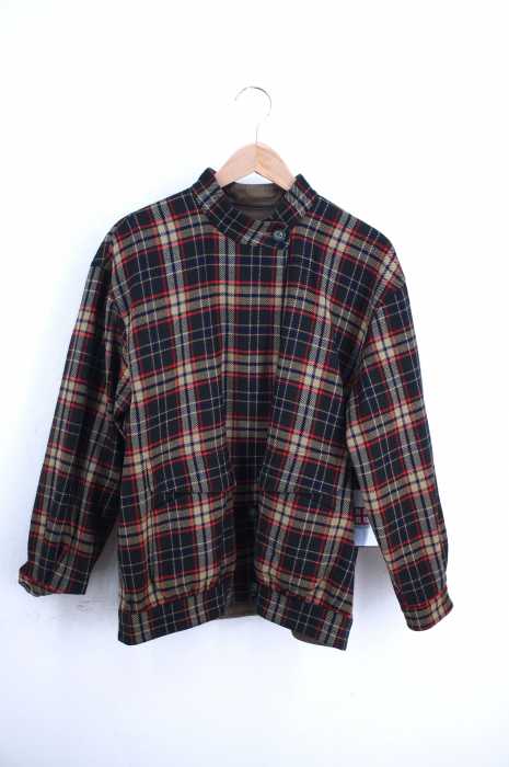 DAKS LONDON（ダックスロンドン） リバ―シブルチェック柄スタンドカラーブルゾン レディース アウター