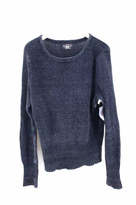 RRL RALPH LAUREN (ダブルアールエル ラルフローレン) オーバーダイ加工エルボーパッチコットンニットセーター メンズ トップス