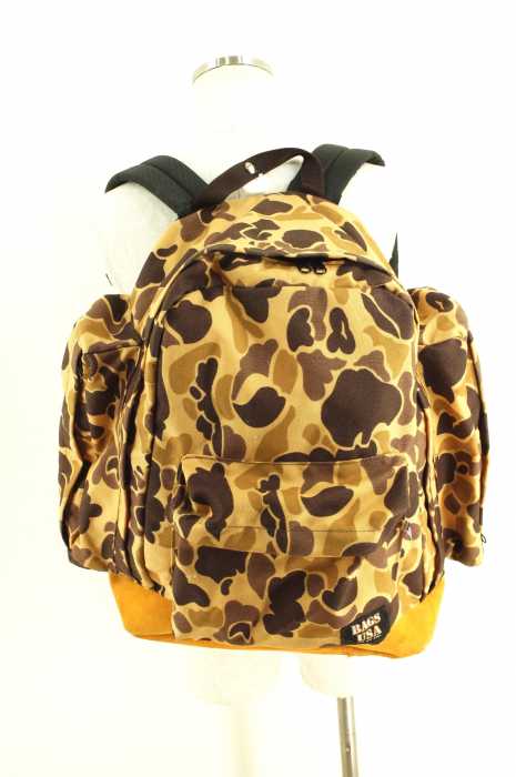 BAGS　USA ボトムレザーカモフラージュ柄ナイロンデイパック メンズ バッグ