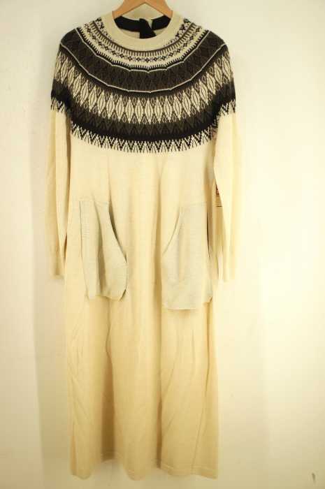 unfil（アンフィル） JAQUARD KNIT DRESS  アルパカノルディック柄ロングニットワンピース レディース ワンピース