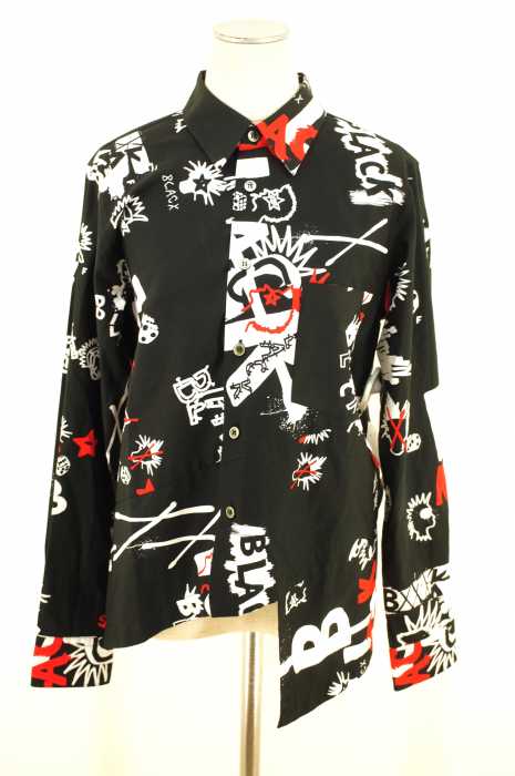 BLACK COMME des GARCONS （ブラックコムデギャルソン） AD2015 変形総柄長袖シャツ レディース トップス