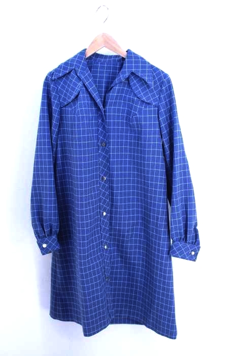 USED古着  （ユーズドフルギ） 60s Page Boy DALLAS チェック柄 ワイドシルエットシャツコート レディース ワンピース