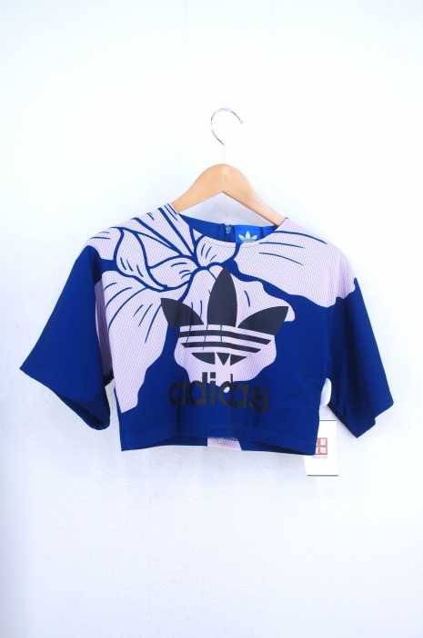 adidas Originals (アディダスオリジナルス) Floral Engraving Crop Tee Dark Marine レディース トップス