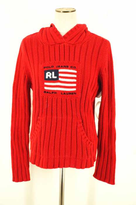 POLO JEANS COMPANY RALPH LAUREN （ポロジーンズカンパニーラルフローレン） 星条旗ロゴケーブルニット レディース トップス