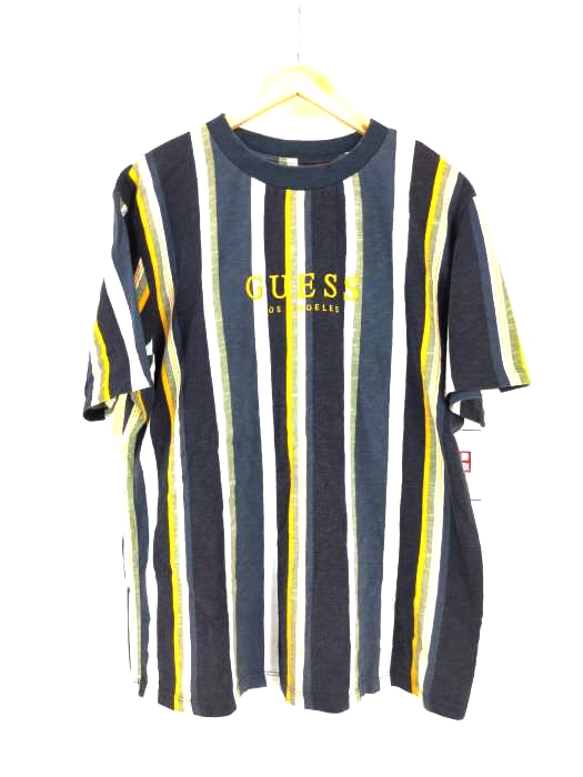 GUESS（ゲス） ロゴ刺繍ストライプ半袖Tシャツ メンズ トップス