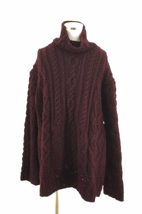 Yohji Yamamoto POUR HOMME （ヨウジヤマモトプールオム） ビッグシルエットタートルネックケーブルニット メンズ トップス