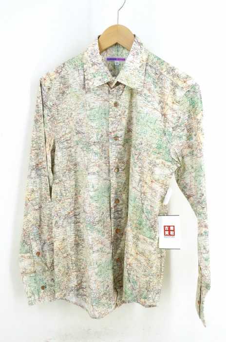 USED古着  （ユーズドフルギ） 地図柄ボタンシャツ メンズ トップス
