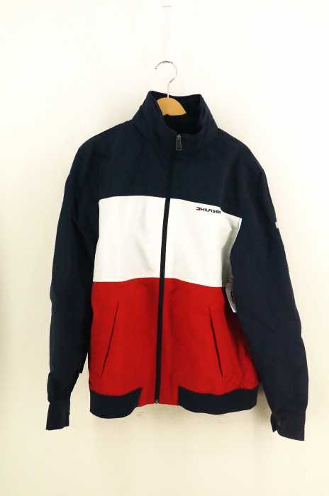 TOMMY HILFIGER (トミーヒルフィガー) トリコロールカラー フード収納型 ナイロンジャケット メンズ アウター