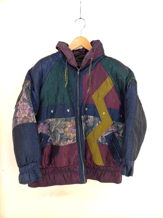 USED古着（ユーズドフルギ） 80S TALONジップ サテン生地パッチワーク中綿ブルゾン メンズ アウター