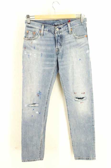 Beams Levi S ビームス リーバイス 16ss 別注501ct ペイントクラッシュ加工デニムパンツ レディース パンツ ブランド古着買取販売バズストア