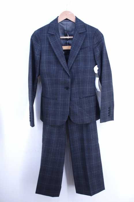 THE SUIT COMPANY (スーツカンパニー) チェック柄シングル1Bテーラードジャケット スラックスパンツ レディース セットアップ