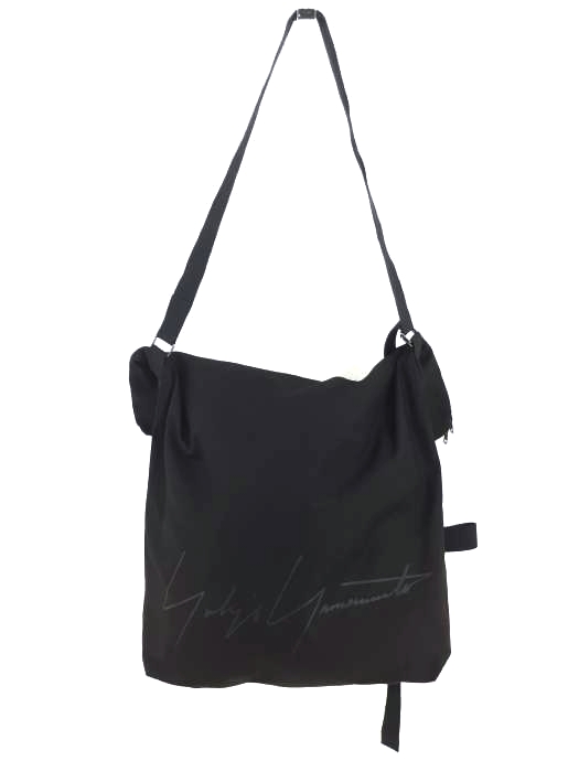Yohji Yamamoto(ヨウジヤマモト) シグネチャーロゴ キャンバスショルダーバッグ メンズ バッグ