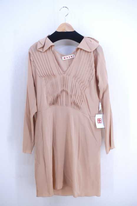 MARNI(マルニ) 10AW フロントプリーツ切替 スキッパーシャツワンピース レディース ワンピース