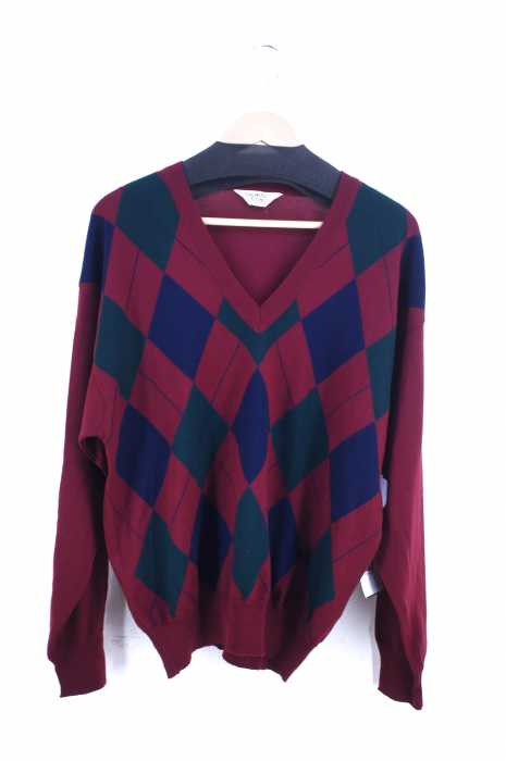USED古着 (ユーズドフルギ) DALMINE UOMO Vネックアーガイルニット メンズ トップス