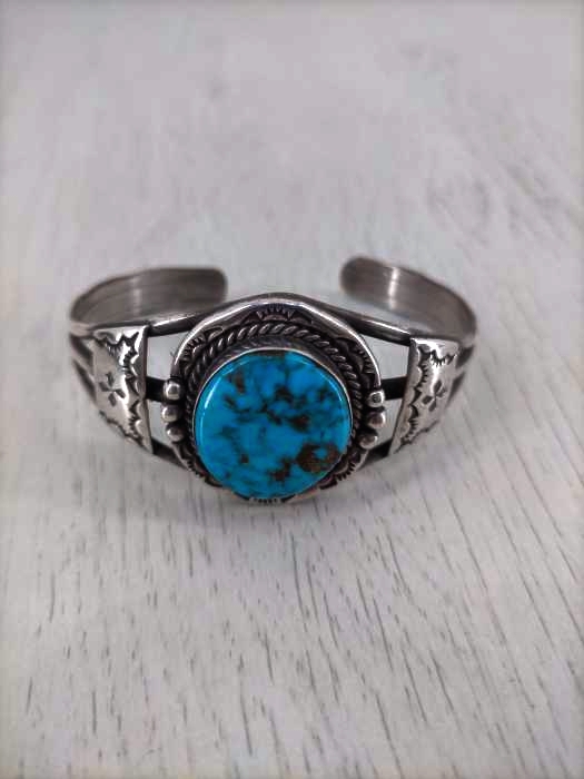 USED古着（ユーズドフルギ） SS STERLING刻印 ターコイズ バングル メンズ アクセサリー