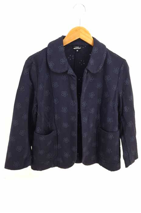 tricot COMME des GARCONS （トリココムデギャルソン） AD2009 花柄刺繍ショールカラーボタンレスジャケット レディース アウター