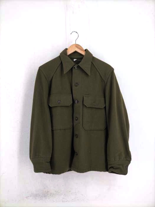USED古着（ユーズドフルギ） SHIRT FIELD WOOL OLIVE GREEN-108 ウールボタンシャツ メンズ トップス