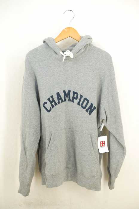 Champion （チャンピオン） ロゴ染み込みプリントプルオーバーパーカー トリコタグ復刻 メンズ トップス
