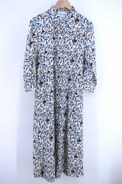 USED古着  （ユーズドフルギ） 花柄プリント ロングレトロシャツワンピース レディース ワンピース