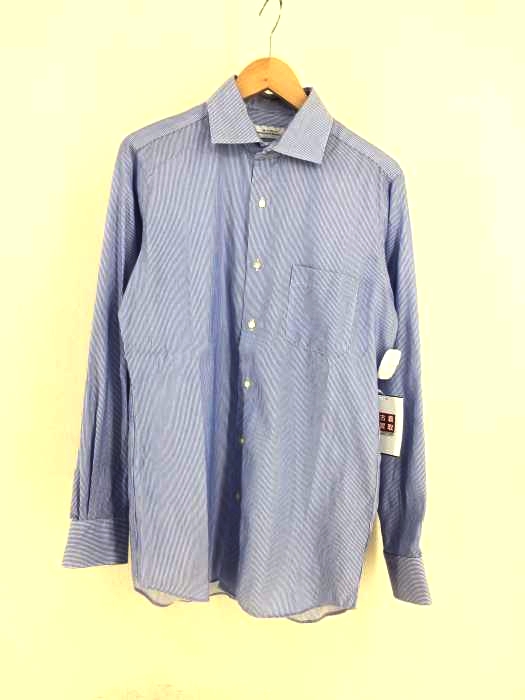 UNITED ARROWS green label relaxing（ユナイテッドアローズグリーンレーベルリラクシング） スリム イージーアイロン ペンシルストライプ ショートワイドカラー シャツ メンズ トップス