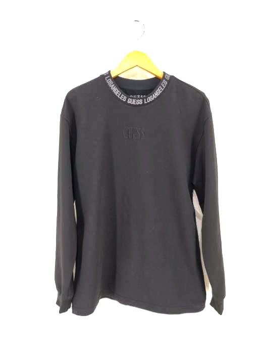 GUESS(ゲス) ネックプリント入り クルーネック ロングスリーブTシャツ メンズ トップス