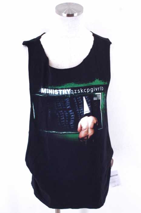 USED (ブランド不明) カットオフ加工ノースリーブバンドTシャツ メンズ トップス