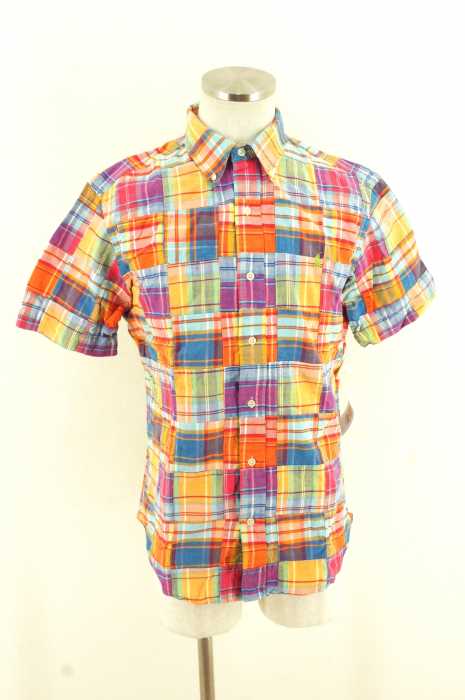 RALPH LAUREN (ラルフローレン) CUSTOM FIT チェック柄パッチワーク半袖シャツ メンズ トップス