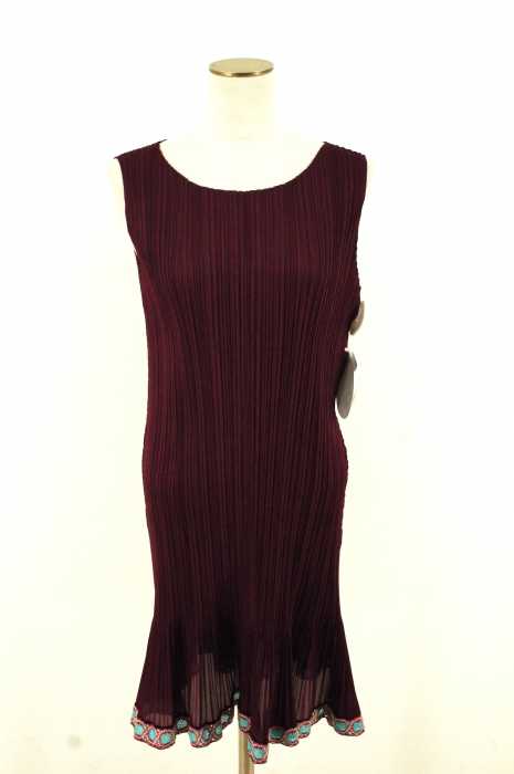 PLEATS PLEASE ISSEY MIYAKE (プリーツプリーズイッセイミヤケ) 裾デザインプリーツ加工ノースリーブワンピース レディース ワンピース