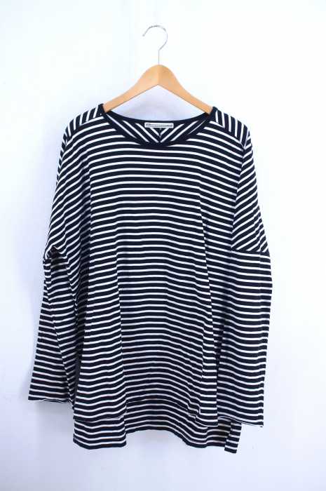 AG by EXPERIMENT（エージーバイエクスペリメント） オーバーサイズボーダーラグランロングTシャツ メンズ トップス