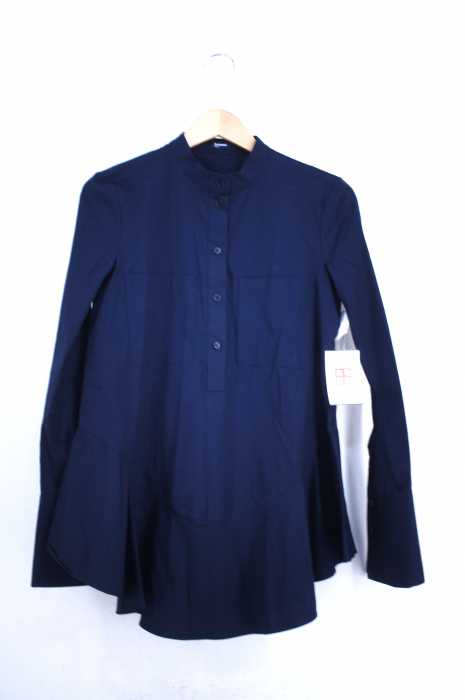 JIL SANDER NAVY （ジルサンダーネイビー） 裾フレアバンドカラープルオーバーシャツ レディース トップス